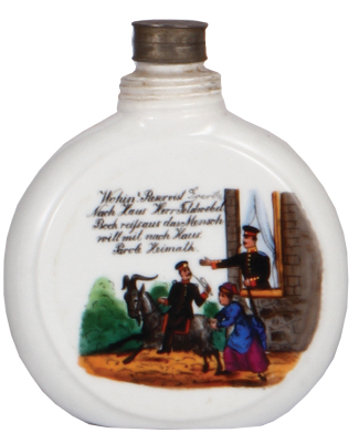 Regimental flask, .25L, porcelain, 8. Comp., Inft. Regt. Nr. 40, Cöln - Aachen, 1893 - 1895, named to: Res. Goertz, without metal case, porcelain mint. - 2