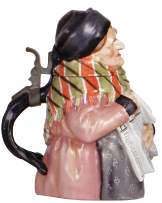 Character stein, .5L, porcelain, marked Musterschutz, by Schierholz, Old Woman with Newspaper, mint. - 3