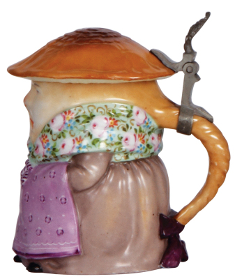 Character stein, .5L, porcelain, marked with hash marks, by Schierholz, Mushroom Lady, mint. - 2