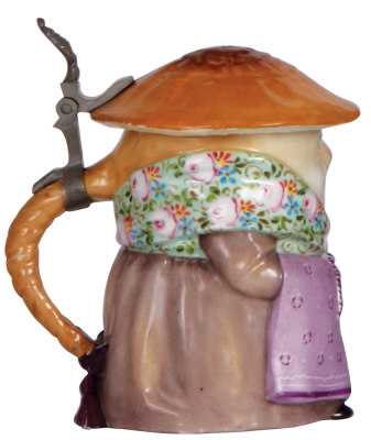 Character stein, .5L, porcelain, marked with hash marks, by Schierholz, Mushroom Lady, mint. - 3