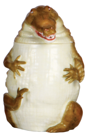 Character stein, .5L, porcelain, marked Musterschutz, by Schierholz, Alligator, mint.