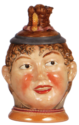 Character stein, .5L, pottery, by Diesinger, 702, Woman, shallow chip on ear & hair.