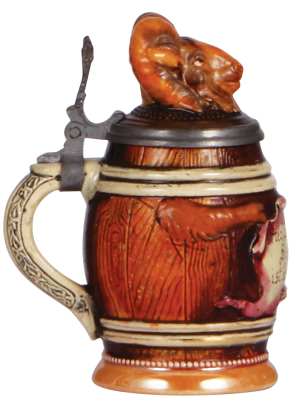 Character stein, .25L, pottery, by Diesinger, 722, Bock in Barrel, mint. - 3