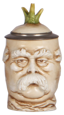 Character stein, .5L, porcelain, marked Musterschutz, by Schierholz, Bismarck Radish, mint.