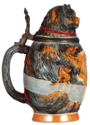 Character stein, .5L, pottery, 767, by J. W. Remy, Cat, chip on one ear. - 3