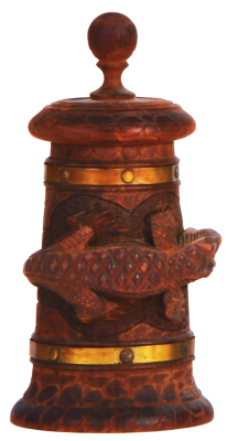 Wood stein, .5L, 9.1"ht., hand-carved, mid 1900s, Alligator, wood is dry, good condition