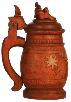 Wood stein, 9.0'' ht., hand-carved, Franz Heil, 1938, good condition. - 3