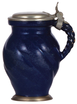 Stoneware stein, 8.6'' ht., mid 1700s, Nürnberger Wursthafen, pewter lid & footring, a little wear & flakes.