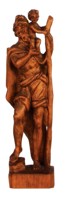 Black Forest wood carving, 17.3' ht. x 5.0'' w. x 3.6'' deep, linden wood, Man with Child, mid to late 1900s, very good quality and condition.