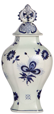 Mettlach covered jar, 13.4" ht., 5050, Delft, set-on lid, mint. - 2