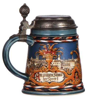 Mettlach stein, .5L, 2024, etched, Berlin, inlaid lid, mint. - 3