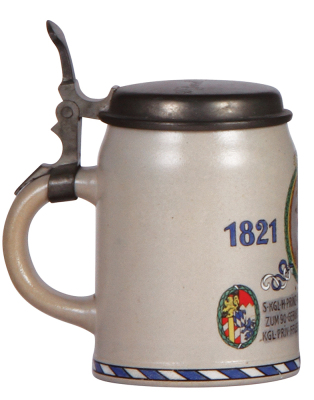 Stoneware stein, .5L, transfer & hand-painted, Luitpold Prinz - Regent von Bayern, 12. März, 1911, 1821 - 1911, pewter lid, mint. - 3