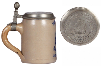 Stoneware stein, .5L, transfer, Kloster Langheimer Urbräu und Bürgerbräu, Lichtenfels Bayern, matching impressed pewter lid, mint. - 3