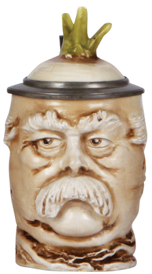 Character stein, .5L, porcelain, marked Musterschutz, by Schierholz, Bismarck Radish, mint.