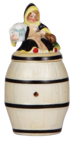 Character stein, 5.2'' ht., unmarked, by Schierholz, Munich Child, unusual small size, hairline on body of Munich Child.