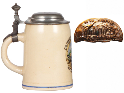 German military stein, .5L, pottery, 14. [Pz. Jäger] Komp. I.R. 339, 20./21.6.1940, pewter lid, owner's initials on lid, mint.  - 3