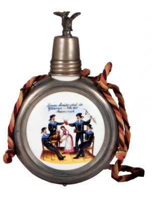 Regimental flask, .25L, porcelain, S.M.S. Zähringen, 1903 - 1906, named to: Res. Drees, small wear spot. - 2