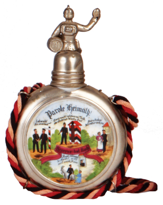 Regimental flask, .25L, porcelain, 5. Comp., Inft. Regt. Nr. 78, Osnabruck, 1908 - 1910, named to: Resv. Detzmeier, mint. - 2