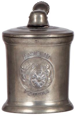 German military stein, .5L, pewter, late 1930s, M.W.K. 21, Fürth, pewter lid with helmet finial, minor scratches. A DETAILED PHOTO OF THE LID IS AVAILABLE, PLEASE EMAIL YOUR REQUEST.