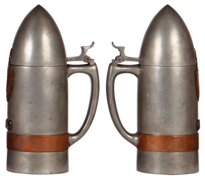 Character stein, .5L, pewter, marked N.G. Woods & Sons Boston, Mass., Bullet, engraved: Rifle Competition Second Prize 1909, scuffs.  - 2