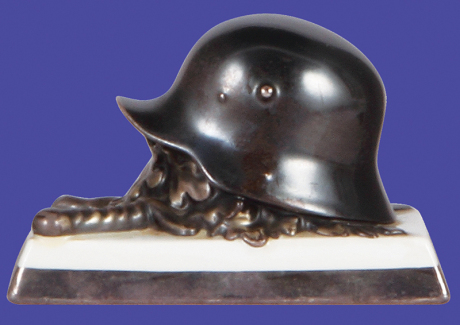 Porcelain helmet, 5.2" x 3.5" x 3.1", marked Rosenthal, mint.