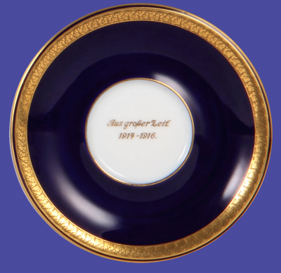 Porcelain cup & saucer, 5.2" ht., marked Hutschenreuther, Wilhelm II, Aus Großer Zeit, 1914 -1916, mint. - 3